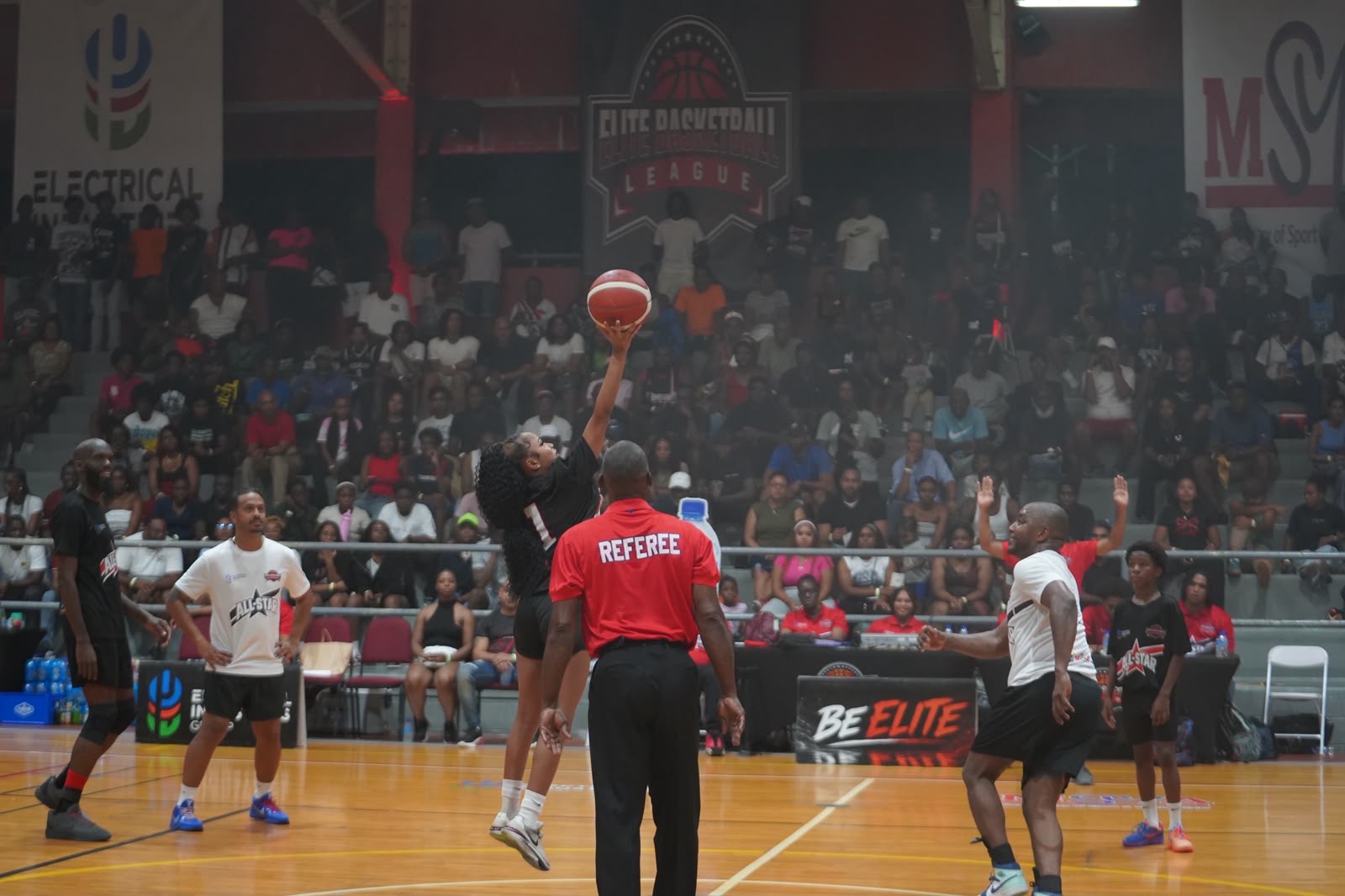 Action from the Celebrity All-Star game at Maloney Indoor Sport Complex.