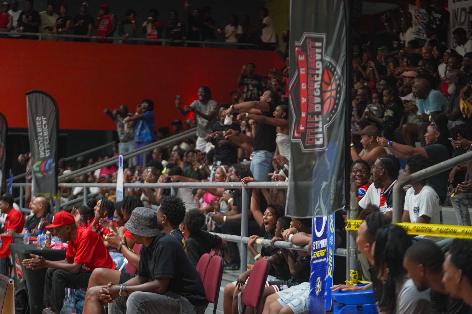 Fans celebrate EBL All-Star Night in the stands at Maloney Indoor Sport Complex.