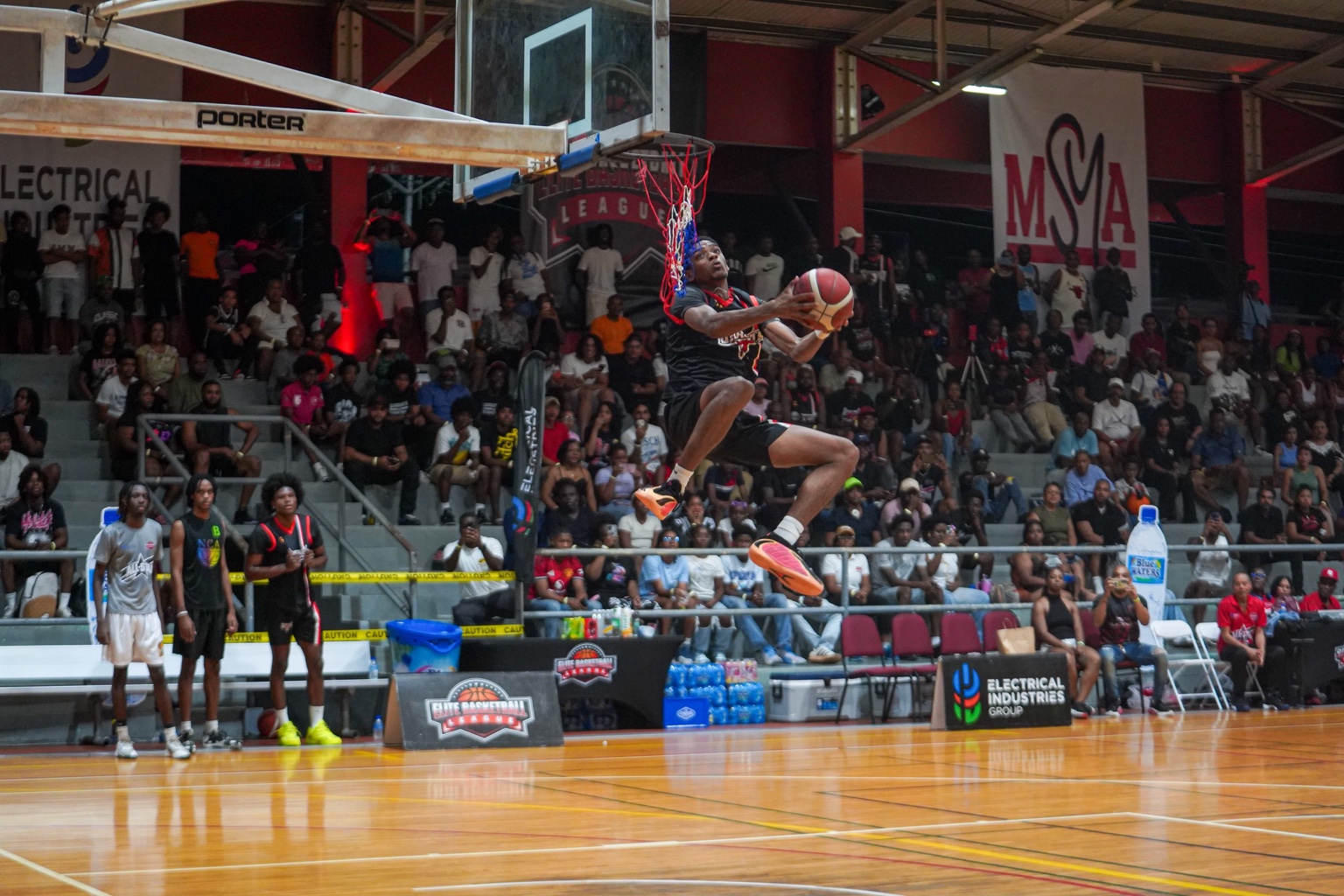 William Francis takes flight during the EBL All-Star dunk contest.