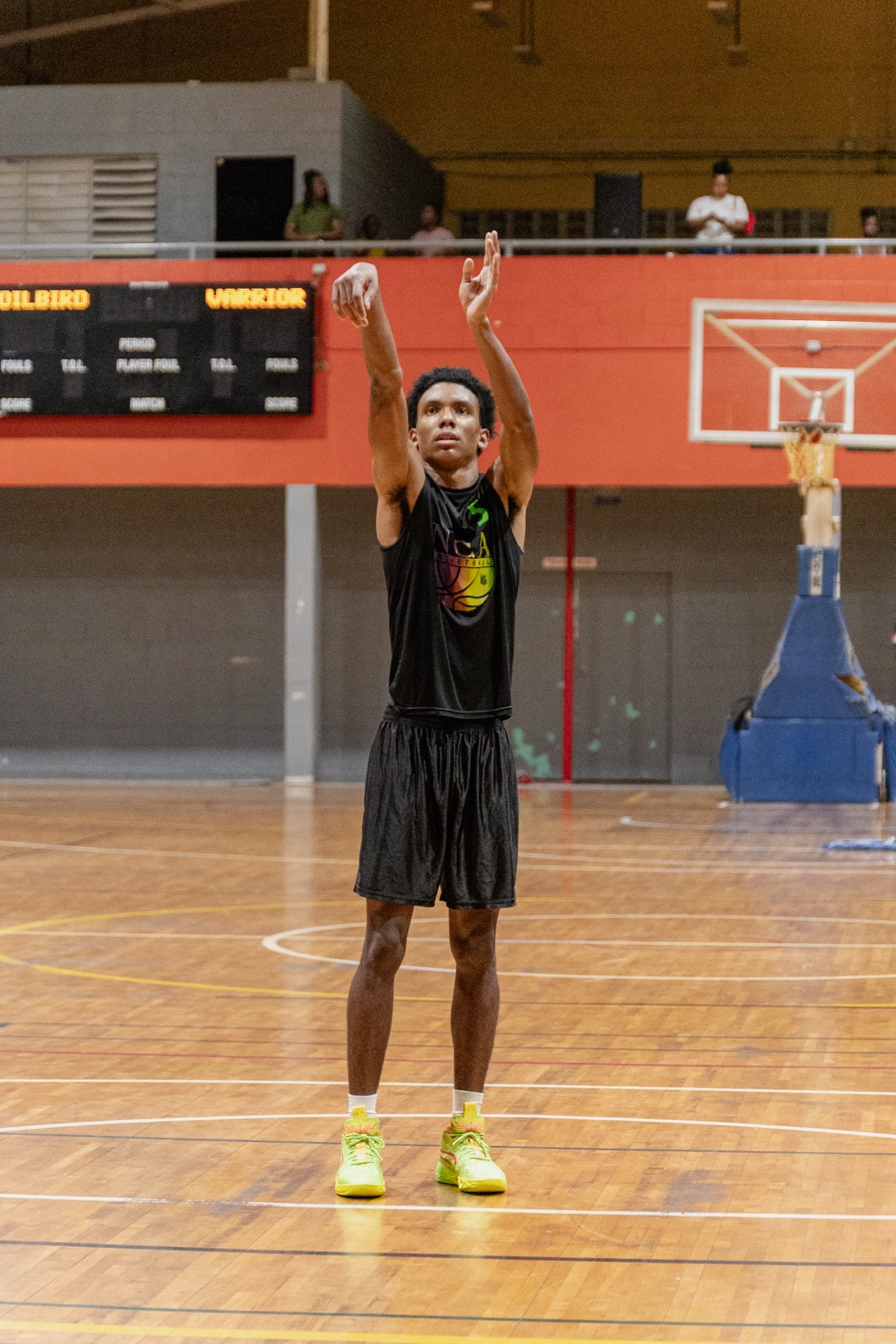 NCA Warriors’ Josiah John-Andrew led his team with 17 points against Morvant Oilbirds.